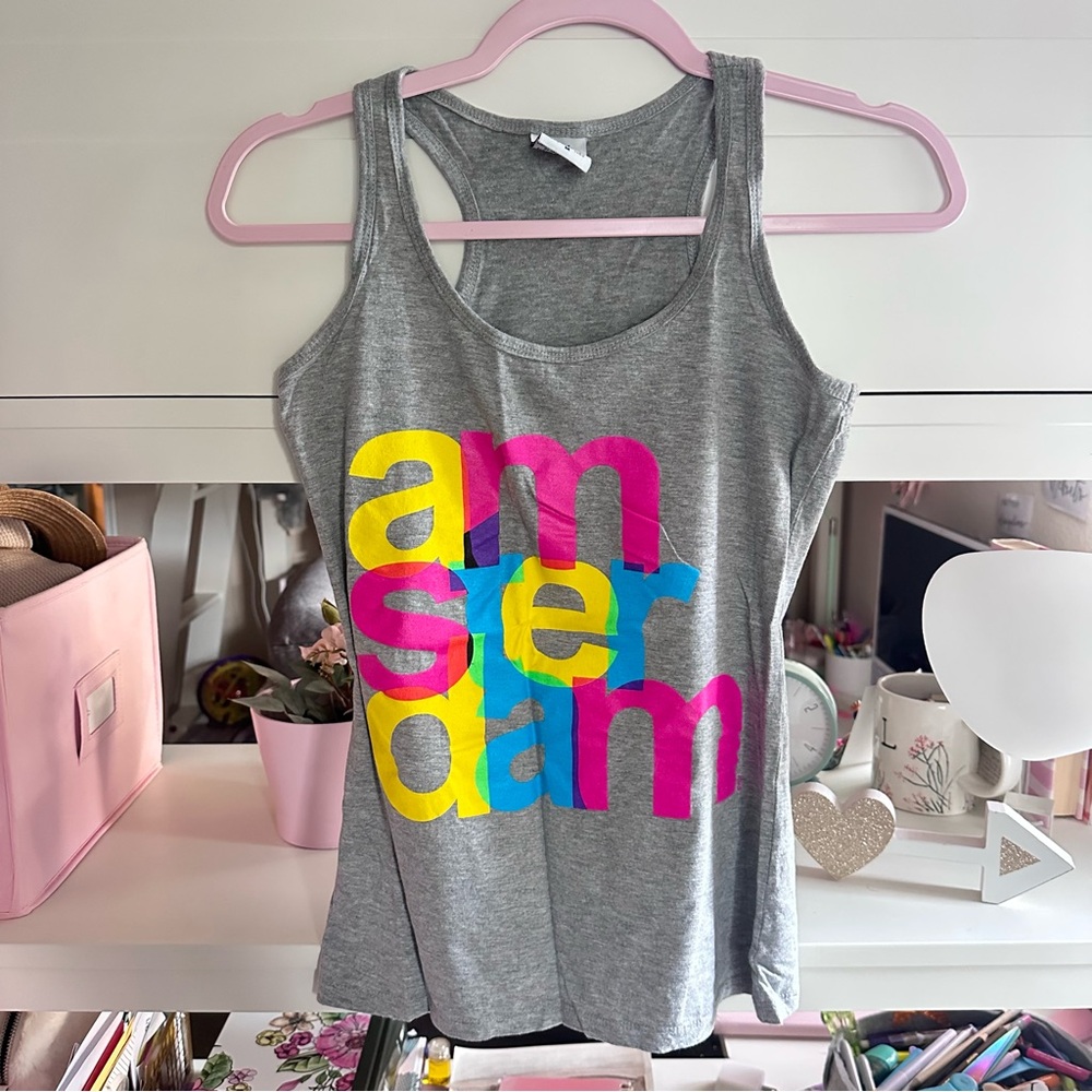Fox Originals Amsterdam Colorful Gray Scoop Neck Tank Top